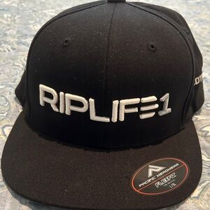 RIPLIFE1 Black Snapback Hat with White Embroidery
